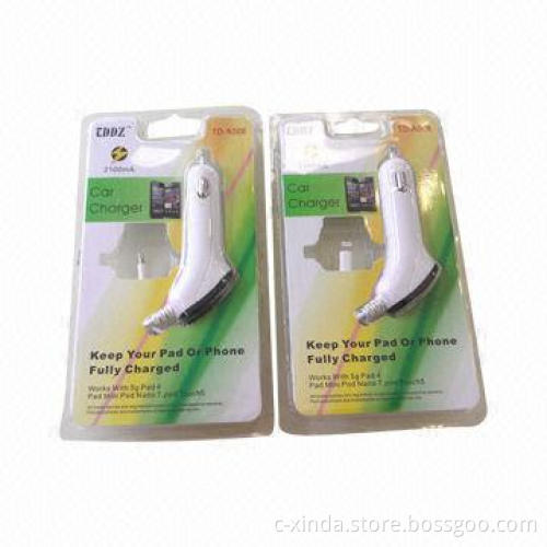 Car Charger for iPhone 5, with Cable, 5V DC-2.1A Output, Built-in IC Control Protection-circuit